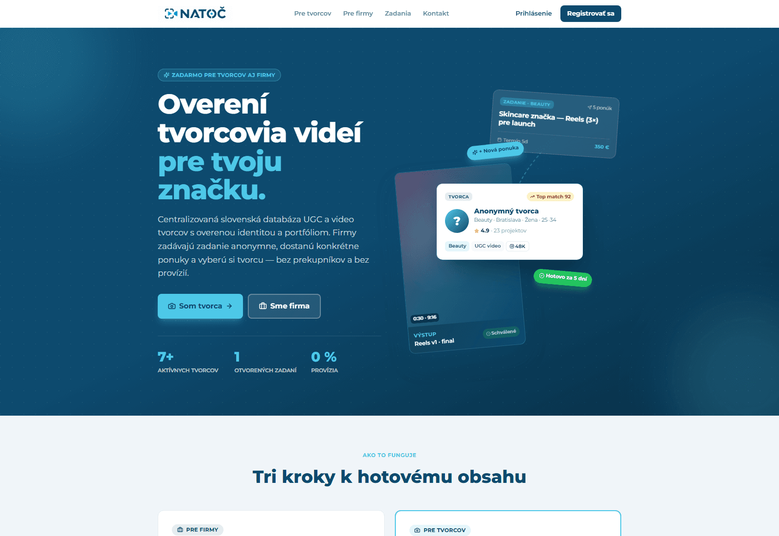 Marketplace, ktorý spája firmy s overenými UGC tvorcami — bez provízií